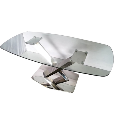 Meja makan kaca restoran set meja dan kursi ruang makan stainless steel