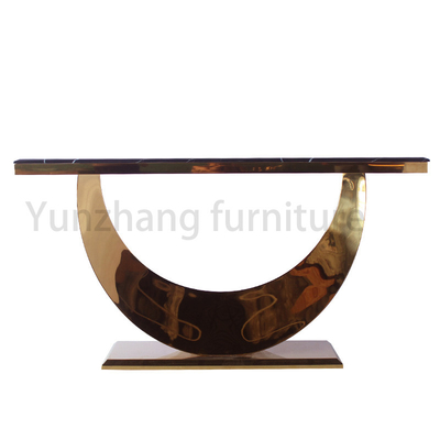 Meja Konsol Modern Minimalis Half Moon Arc Perabot Ruang Keluarga Permukaan Marmer/Kaca