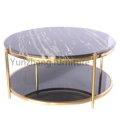 Meja Kopi Tengah Lapisan Ganda, Set Meja Ruang Tamu Stainless Steel 201