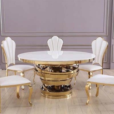 Furnitur dalam ruangan Meja kopi Meja bulat stainless steel Set lukisan emas Untuk ruang tamu