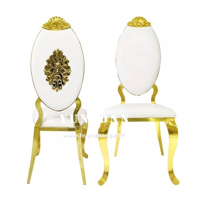 Luxury Hotel Restaurant Metal Chair Crown Design emas stainless steel kursi pernikahan kerajaan