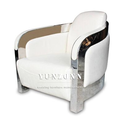 Sofa Tunggal Gaya Nordik dengan Rangka Kulit dan Baja Tahan Karat untuk Furnitur Ruang Tamu Hotel