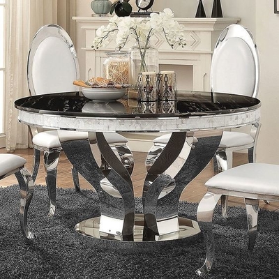 Set Meja Ruang Makan Anchorage Glam Silver D150XH75 Cahaya Mewah
