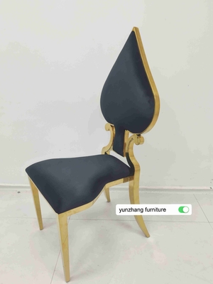 Fancy Gold kursi pernikahan ditumpuk desain mewah bantal putih
