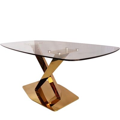 Harga bagus Bingkai Stainless Steel Meja Makan Marmer Modern Set Meja Makan Mewah on line
