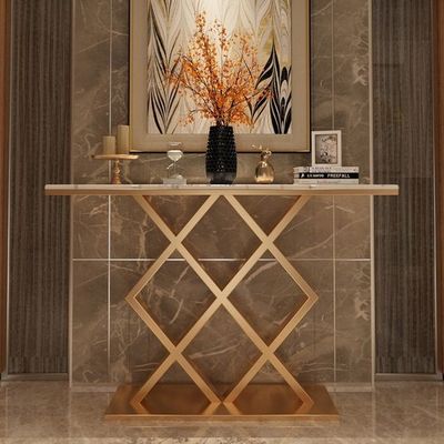 Harga bagus Meja Teh Bergaya Persegi Panjang Putih Konsol Panah Mewah Dalam Emas 150X45X80 on line