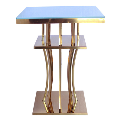 Warna Opsional Kaca Atas Meja Bar Stainless Steel Gold Bar Furniture
