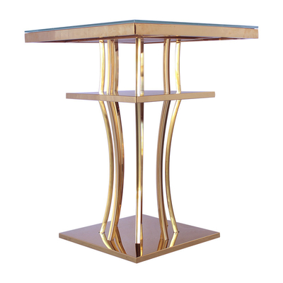 Warna Opsional Kaca Atas Meja Bar Stainless Steel Gold Bar Furniture