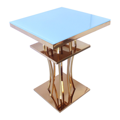 Warna Opsional Kaca Atas Meja Bar Stainless Steel Gold Bar Furniture