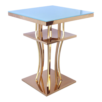 Warna Opsional Kaca Atas Meja Bar Stainless Steel Gold Bar Furniture