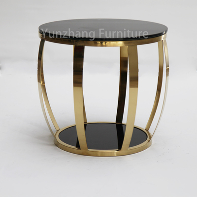 Item Sederhana Meja Samping Bulat SS Dasar Meja Sofa Kaca Tempered