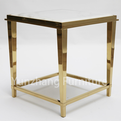 SS 201 Base Luxury End Table Marmer Bermotif Meja Perabot Ruang Tamu Meja Sofa