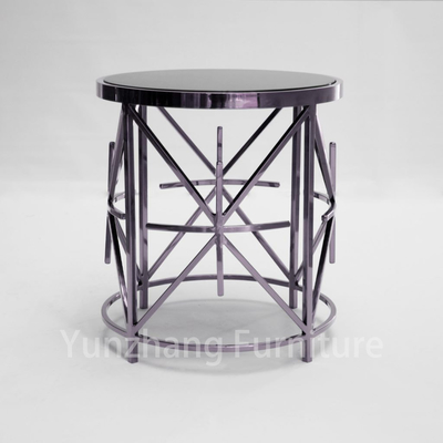 Struktur Mult Perabotan Rumah Meja Samping 201 Stainless Steel Marmer / Kaca Atas