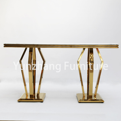 Hotel Furniture Persegi Meja Konsol Marmer Bingkai Stainless Steel Atas Warna Emas
