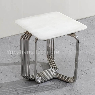 Steel Pipe Side Square Table Sofa Kecil Meja Kopi Untuk Ruang Tamu Balkon Apartemen