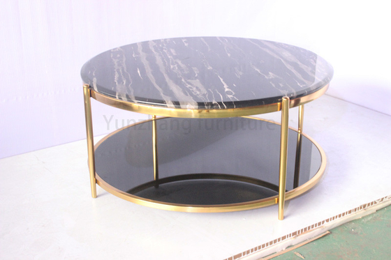 Warna Emas Meja Tengah 60cm Basis Stainless Steel Untuk Rumah Kantor
