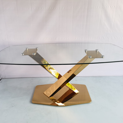 Meja Stainless Steel Mewah Kontemporer Warna Silver Rose Gold Untuk Dekorasi Rumah