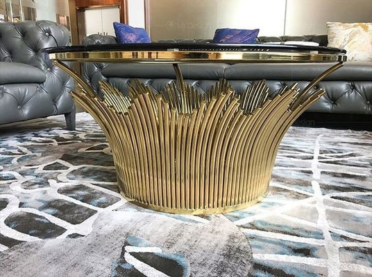 Rumah Furnitur Bulat Pusat Mawar Emas Marmer Meja Kopi Mewah Untuk ruang tamu