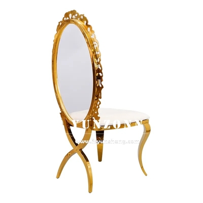 Fancy Acrylic Sunflower Back Gold Home Dining Chair Stacking Stainless Steel Wedding Chair untuk Hotel Banquet Party Dipakai