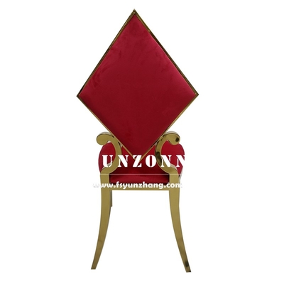 Kursi Makan Elegant Emas Stainless Steel dengan Desain Poker Diamond