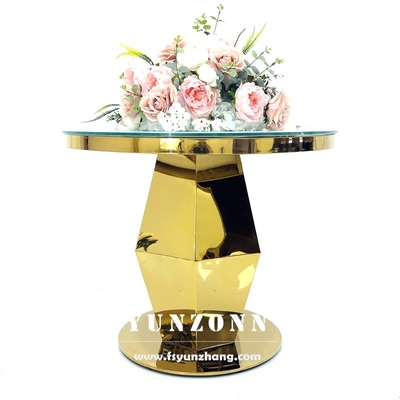 Golden Wedding Round Cake Stand Stainless Steel Nodern Cake Table