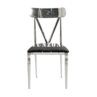 High Back Black Tufted Velvet Dining Chair Stainless Steel Legs Hotel Event Dinning Room SS Furniture Chairs