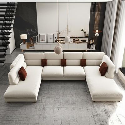 Modern Nordic Light Luxury Sectional Sofa Ruang Tamu Set Sofa Berbentuk L Beige
