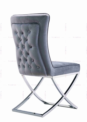 YUNZONN Desain Kain Mewah Kaki Stainless Steel Kursi Makan