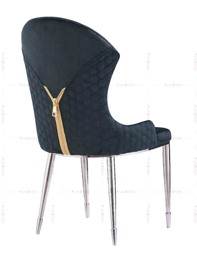 YUNZONN Desain Kain Mewah Kaki Stainless Steel Kursi Makan