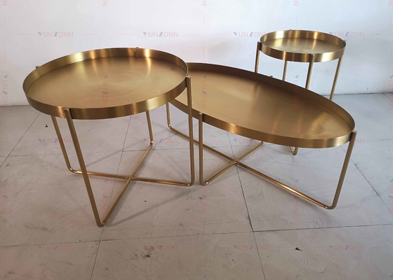 Meja Teh Sisi Logam Emas Meja Kopi D60xH50cm 201 Baja tahan karat