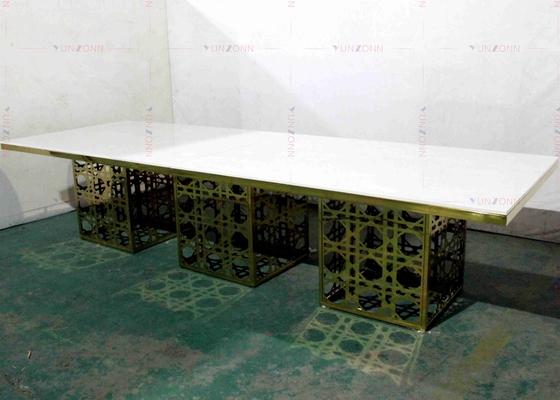 Modern Luxury Big Heavy Duty Banquet Style Meja Makan MDF OEM 4000X1200X750mm