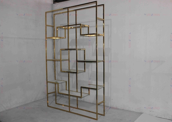 Kabinet Rak Anggur Emas Modern Stainless Steel Cahaya Klasik Mewah
