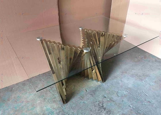 SS Base Luxury Modern Dining Table Set Meja Makan Kaca Gloss Untuk 4