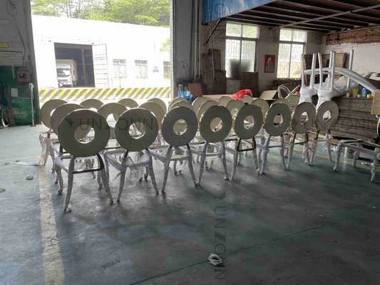 Kursi Makan Belakang Bulat Desain Khusus Kursi Perjamuan Fungsi Stackable
