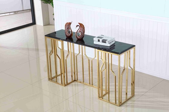 Mewah Marmer Atas Stainless Steel Dasar Lorong Sudut Ruang Tamu Meja Konsol Dekoratif
