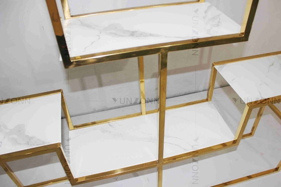 Meja Konsol Stainless Steel Antirust Tubular Stylish Tea Table Dekoratif Untuk Ruang Tamu