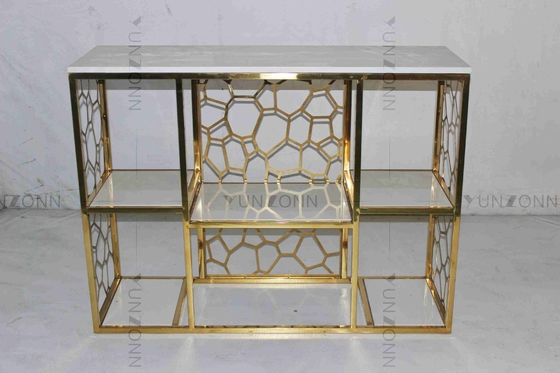 Meja Konsol Stainless Steel Antirust Tubular Stylish Tea Table Dekoratif Untuk Ruang Tamu