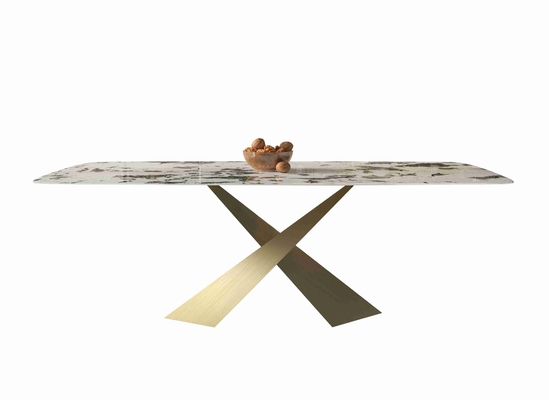 Bright Rock Board Set Meja Makan Apartemen Kecil Kursi Nordic Modern Light Luxury Bronze Dining Room Set