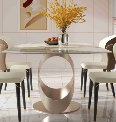 Set Kursi Meja Makan Kontemporer Mewah Dengan Dasar X Stainless Teel