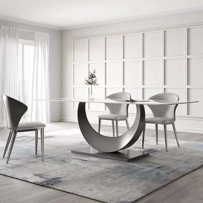 Set Kursi Meja Makan Persegi Panjang Modern Nordic Marble Top Dining Set