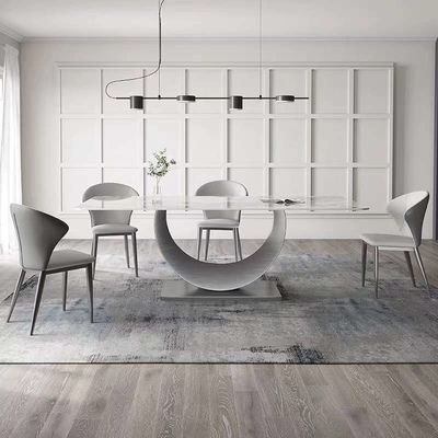 Set Kursi Meja Makan Persegi Panjang Modern Nordic Marble Top Dining Set