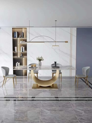 Set Kursi Meja Makan Persegi Panjang Modern Nordic Marble Top Dining Set