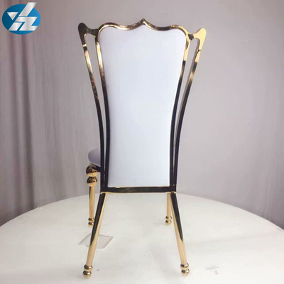 Putih Hitam Royal Crown Chair Kursi Perjamuan Pernikahan Stainless Steel Emas Kaki Kursi Bulat