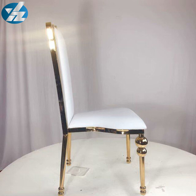 Putih Hitam Royal Crown Chair Kursi Perjamuan Pernikahan Stainless Steel Emas Kaki Kursi Bulat