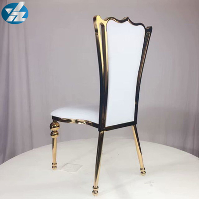 Putih Hitam Royal Crown Chair Kursi Perjamuan Pernikahan Stainless Steel Emas Kaki Kursi Bulat