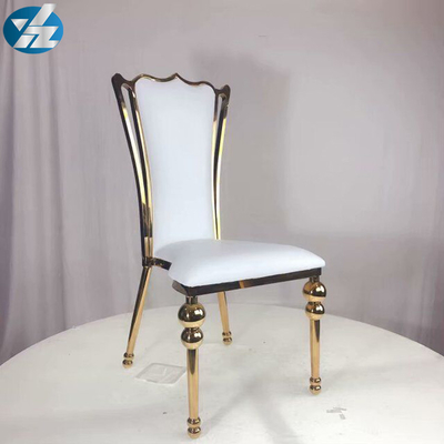 Putih Hitam Royal Crown Chair Kursi Perjamuan Pernikahan Stainless Steel Emas Kaki Kursi Bulat