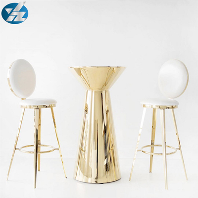 Kursi Meja Bar Bangku Bulat Kembali Tinggi Set Stainless Steel