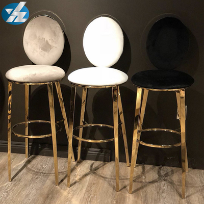 Kursi Meja Bar Bangku Bulat Kembali Tinggi Set Stainless Steel
