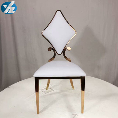 Mewah 50X55X107 SS Berlian Pernikahan Kursi Makan Emas OEM Putih