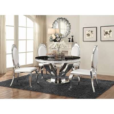 Set Meja Ruang Makan Anchorage Glam Silver D150XH75 Cahaya Mewah